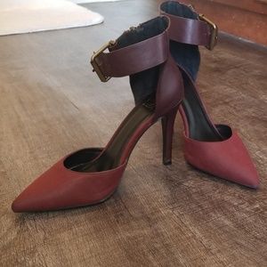Belt Buckle Burgundy Heels